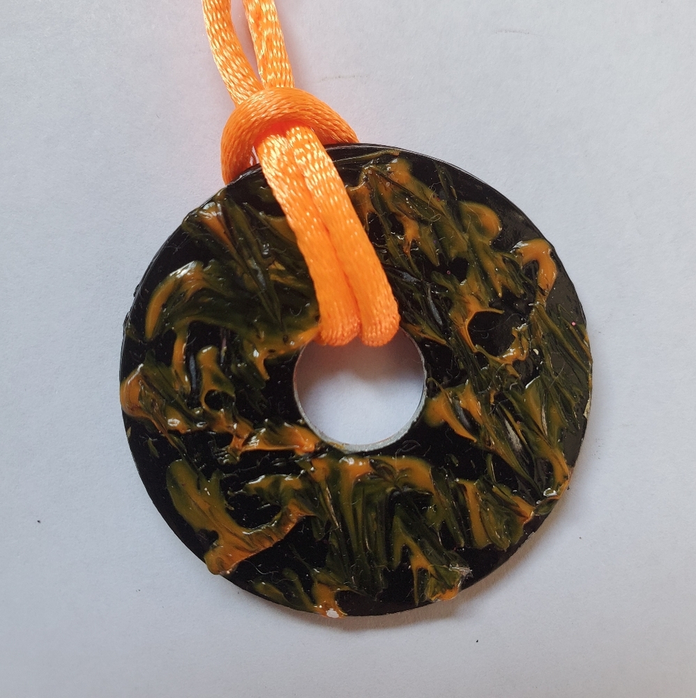 Orange Pendant 24'' Necklace.